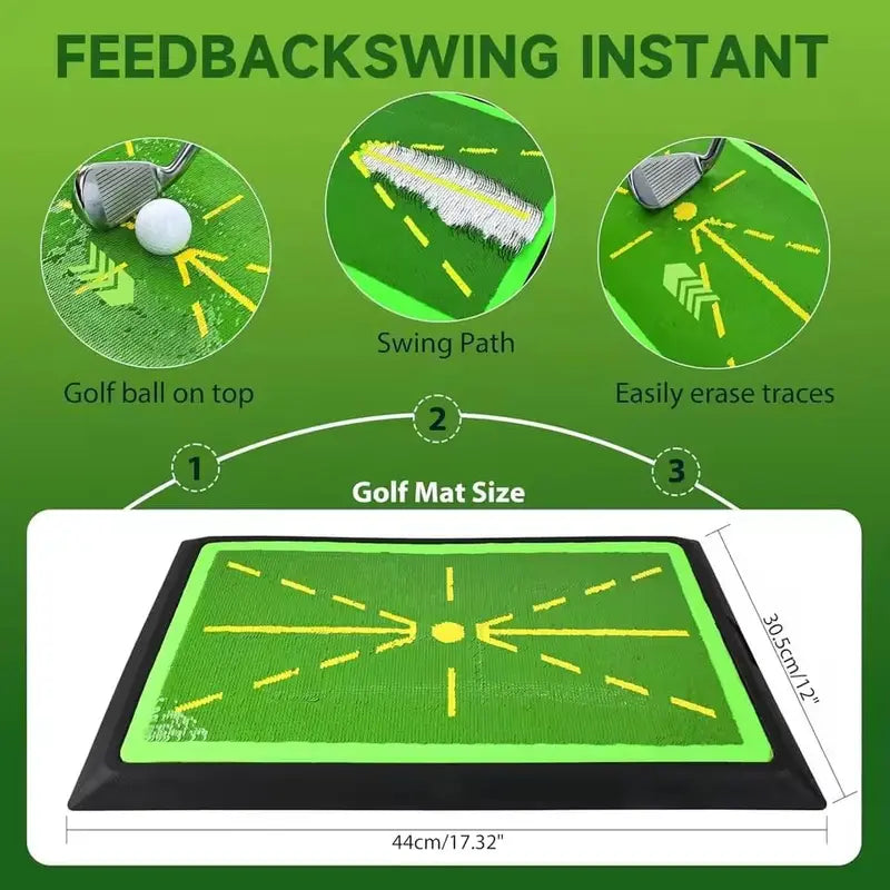 Golf Practice Mat - 17"X12" Sports Mat with Swing Path Feedback Detection Tool, Indoor/Outdoor Chipping & Driving Training for Beginners or Advanced Golfers, Golf Accessories, Feedback Tool